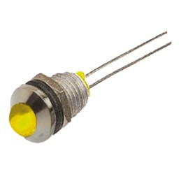 1 pcs - Bulgin Yellow Panel Mount Indicator, 2.1V dc, 8mm Mounting Hole Size, Lead Wires Termination