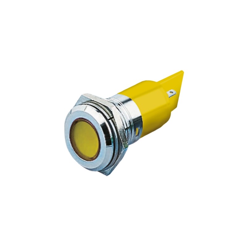 1 pcs - RS PRO Yellow Panel Mount Indicator, 22mm Mounting Hole Size, Solder Tab Termination