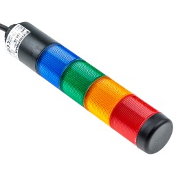1 pcs - Werma Kompakt 37 Series Blue, Green, Red, Yellow Buzzer Signal Tower, 4 Lights, 24 V ac/dc, Base Mount, Tube
