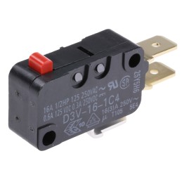 5 pcs - Omron Pin Plunger Micro Switch, Tab Terminal, 16 A @ 250 V ac, SPDT, IP40