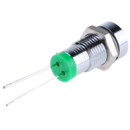 1 pcs - RS PRO Green Panel Mount Indicator, 2V dc, 8mm Mounting Hole Size, Solder Tab Termination
