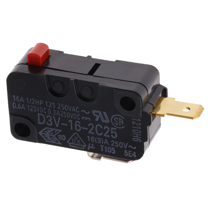 5 pcs - Omron Pin Plunger Micro Switch, Tab Terminal, 16 A @ 250 V ac, SPST, IP40