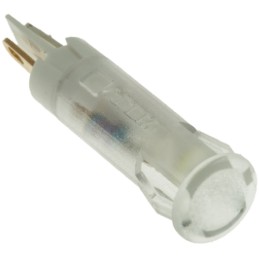 1 pcs - APEM White Panel Mount Indicator, 12V dc, 6mm Mounting Hole Size, Faston, Solder Lug Termination