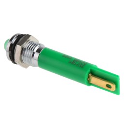 1 pcs - RS PRO Green Panel Mount Indicator, 24V dc, 8mm Mounting Hole Size, Solder Tab Termination