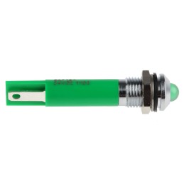 1 pcs - RS PRO Green Panel Mount Indicator, 24V dc, 8mm Mounting Hole Size, Solder Tab Termination