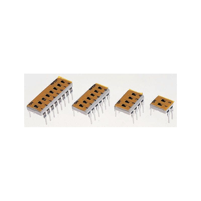 5 pcs - APEM 2 Way Through Hole DIP Switch SPST