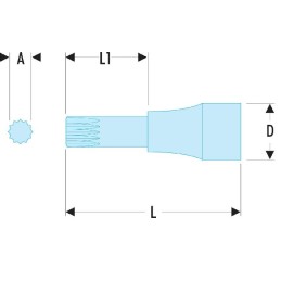 1 pcs - Facom 1/2 in Drive Bit Socket, XZN Spline Bit, M14, 60 mm Overall Length