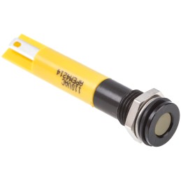 1 pcs - RS PRO Yellow Panel Mount Indicator, 110V ac, 8mm Mounting Hole Size, IP67