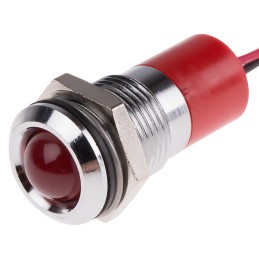 1 pcs - RS PRO Red Panel Mount Indicator, 110V ac, 14mm Mounting Hole Size, Lead Wires Termination, IP67