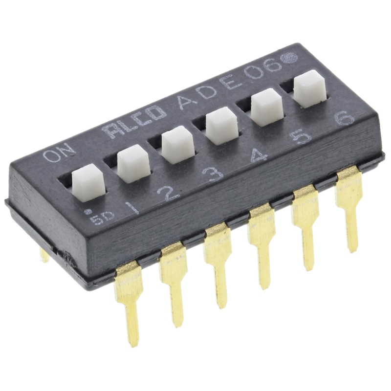 5 pcs - TE Connectivity 6 Way Through Hole DIP Switch SPST, Extended Slide Actuator