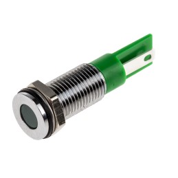 1 pcs - RS PRO Green Panel Mount Indicator, 6V dc, 8mm Mounting Hole Size, Faston, Solder Lug Termination, IP67