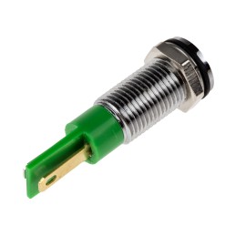 1 pcs - RS PRO Green Panel Mount Indicator, 6V dc, 8mm Mounting Hole Size, Faston, Solder Lug Termination, IP67