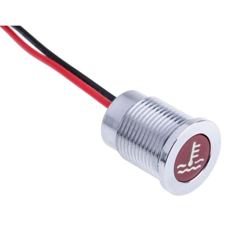 1 pcs - APEM Red Panel Mount Indicator, 12V dc, 14mm Mounting Hole Size, Lead Wires Termination, IP67
