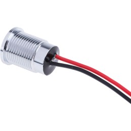1 pcs - APEM Red Panel Mount Indicator, 12V dc, 14mm Mounting Hole Size, Lead Wires Termination, IP67