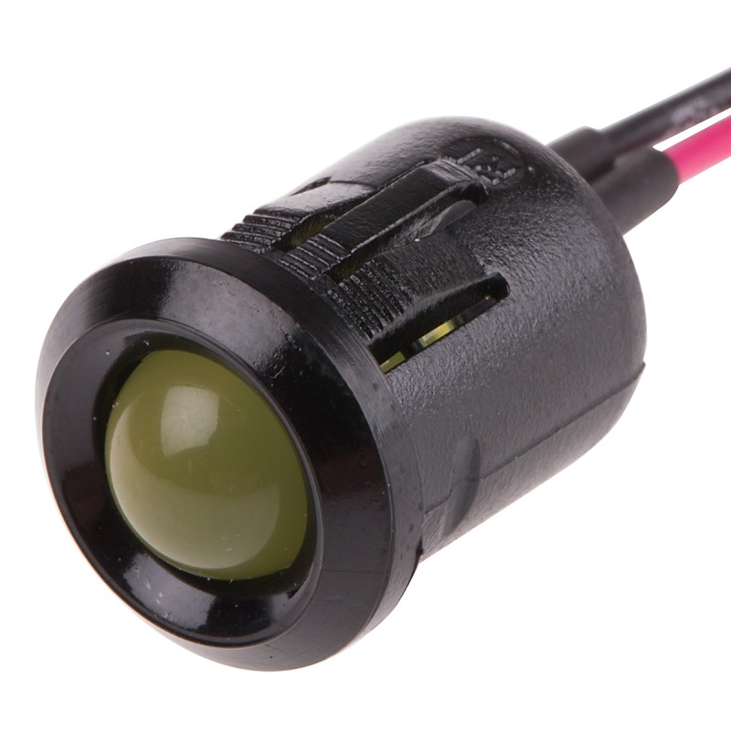 1 pcs - RS PRO Yellow Panel Mount Indicator, 2V dc, 12mm Mounting Hole Size, Lead Wires Termination