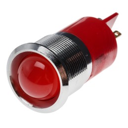 1 pcs - RS PRO Red Panel Mount Indicator, 12V dc, 22mm Mounting Hole Size, Solder Tab Termination