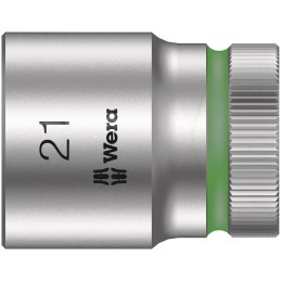 1 pcs - Wera 1/2 in Drive 21mm Standard Socket, 6 point, 37 mm Overall Length