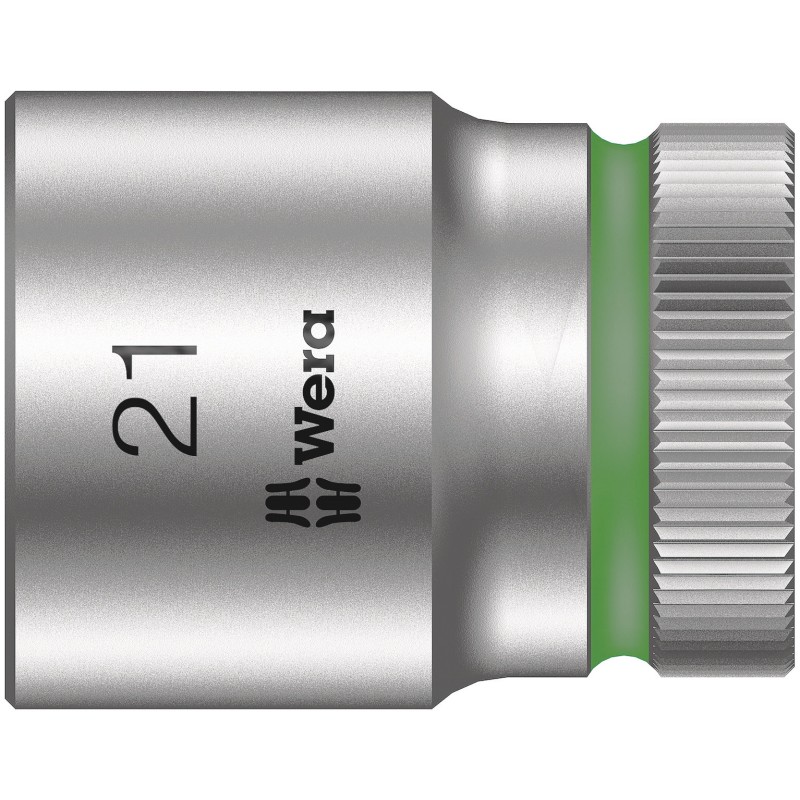 1 pcs - Wera 1/2 in Drive 21mm Standard Socket, 6 point, 37 mm Overall Length