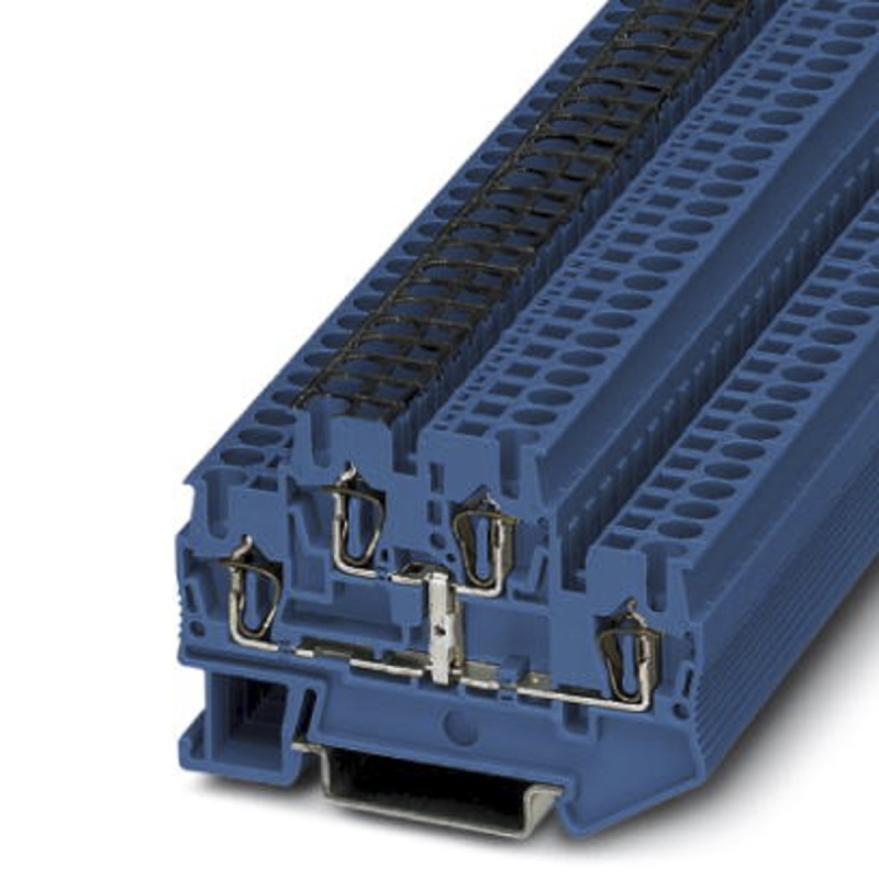 5 pcs - Phoenix Contact STTB 2.5-PV BU Series Blue DIN Rail Terminal Block, Double-Level, Spring Clamp Termination