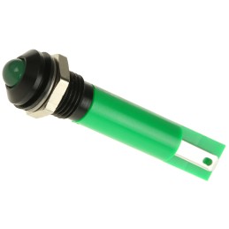 1 pcs - RS PRO Green Panel Mount Indicator, 24V ac/dc, 8mm Mounting Hole Size, Solder Tab Termination, IP67