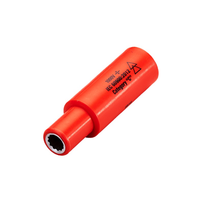 1 pcs - ITL Insulated Tools Ltd 1/4 in Drive 4mm Insulated Deep Socket, 12 point, VDE/1000V, 65 mm Overall Length
