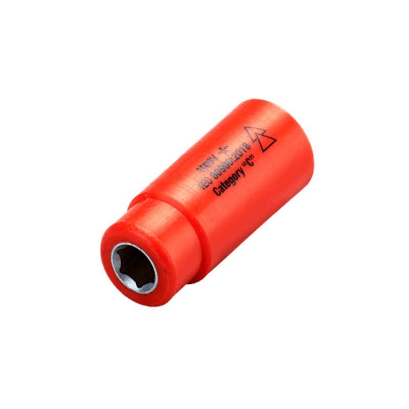 1 pcs - ITL Insulated Tools Ltd 1/4 in Drive 7mm Insulated Deep Socket, 12 point, VDE/1000V, 65 mm Overall Length