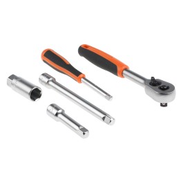 1 pcs - Bahco 53-Piece Metric 1/2 in, 3/8 in Deep Socket/Bit Set with Ratchet, 6 point, Hex Bit, Phillips Bit, Slotted Bit