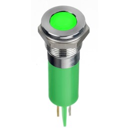 1 pcs - RS PRO Green Panel Mount Indicator, 24V dc, 12mm Mounting Hole Size, Faston, Solder Lug Termination, IP67