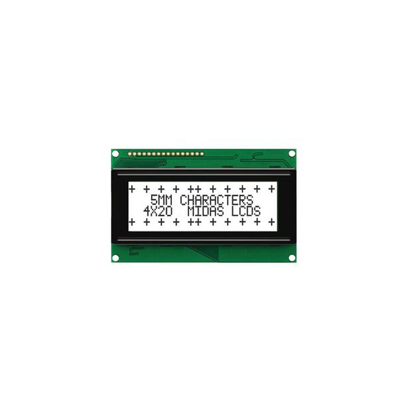 1 pcs - Midas MC42005A6W-FPTLW-V2 A Alphanumeric LCD Display White, 4 Rows by 20 Characters, Transflective