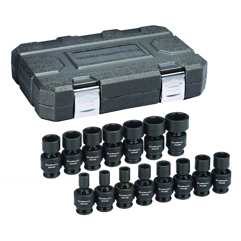 1 pcs - GearWrench 15-Piece Metric 3/8 in Impact Socket Set , 6 point