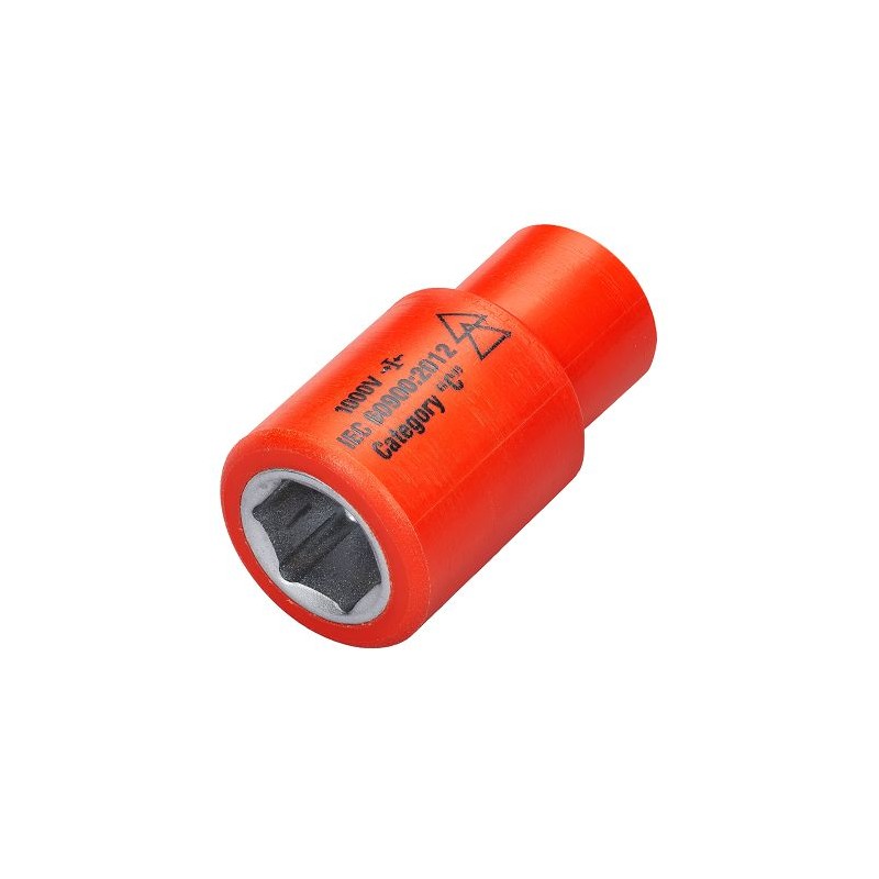 1 pcs - ITL Insulated Tools Ltd 1/4 in Drive 14mm Insulated Standard Socket, 6 point, VDE/1000V, 41 mm Overall Length