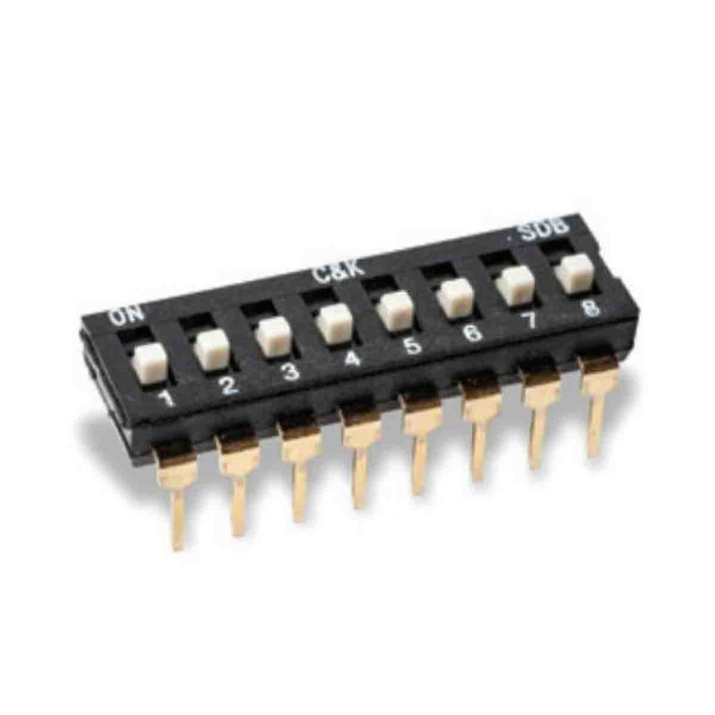 5 pcs - C & K 2 Way Through Hole DIP Switch DPDT, Extended Slide Actuator