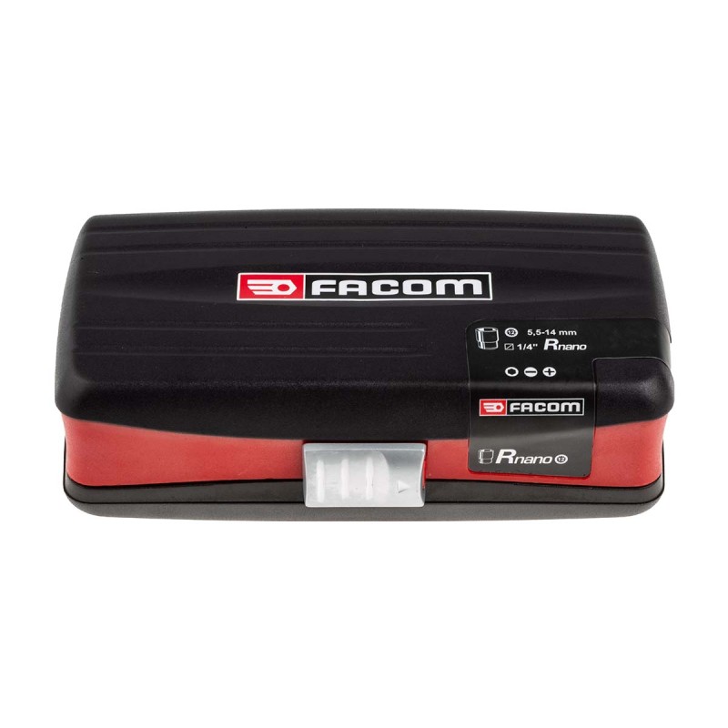 1 pcs - Facom 25-Piece Metric 1/4 in Standard Socket/Bit Set with Ratchet, 12 point, Hex Bit, Pozidriv Bit, Slotted Bit