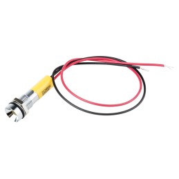 1 pcs - RS PRO Yellow Panel Mount Indicator, 220V ac, 8mm Mounting Hole Size, Lead Wires Termination, IP67