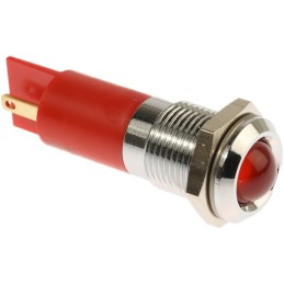 1 pcs - RS PRO Red Panel Mount Indicator, 240V ac, 14.5mm Mounting Hole Size, Solder Tab Termination, IP40