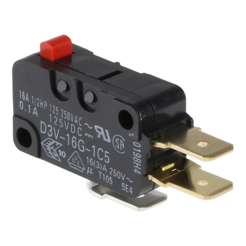 5 pcs - Omron Pin Plunger Micro Switch, Tab Terminal, 16 A @ 250 V ac, SPDT, IP40