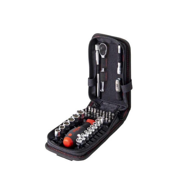 1 pcs - Wiha 40-Piece Metric 1/4 in Standard Socket/Bit Set with Ratchet, 6 point, Hex Bit, Phillips Bit, Posidriv Bit, Slotted