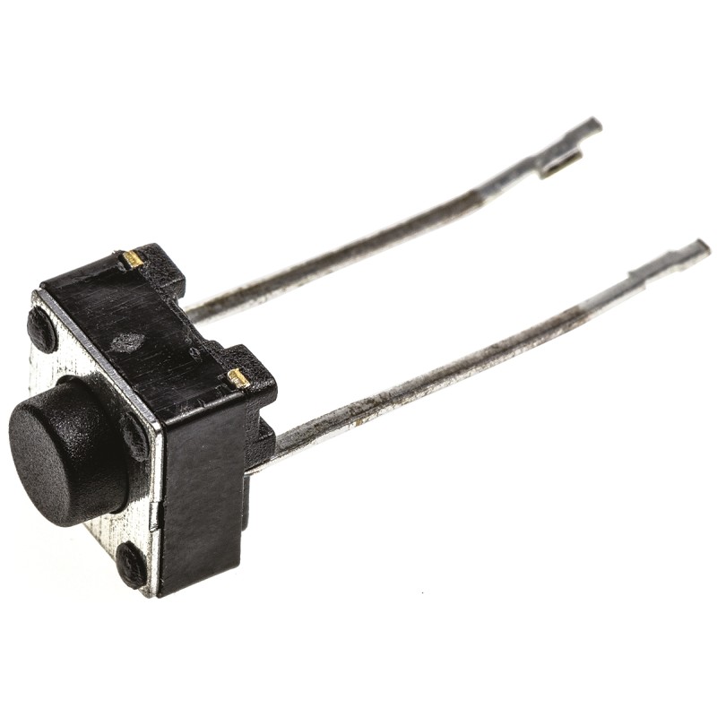 5 pcs - Black Button Tactile Switch, SPST 50 mA @ 24 V dc 1.4mm Surface Mount