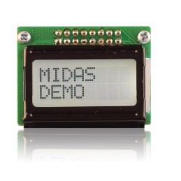 1 pcs - Midas MC20805B6W-FPTLW-V2 Alphanumeric LCD Alphanumeric Display, 2 Rows by 8 Characters