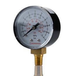 1 pcs - Norgren Analogue Pressure Gauge 10bar Bottom Entry, 18-015-027, 0bar min.
