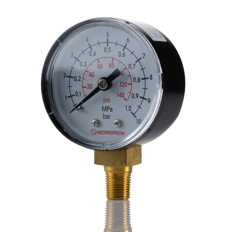 1 pcs - Norgren Analogue Pressure Gauge 10bar Bottom Entry, 18-015-027, 0bar min.