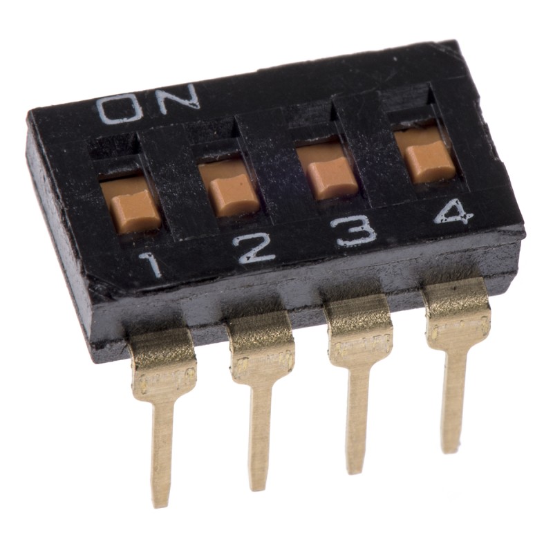 5 pcs - Omron 4 Way Through Hole DIP Switch 4PST