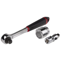 1 pcs - Facom 26-Piece Metric 1/2 in Standard Socket Set with Ratchet, 6 point