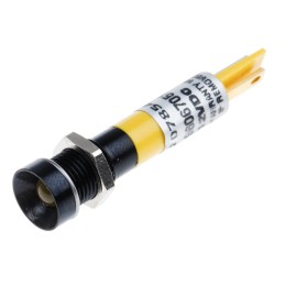 1 pcs - RS PRO Yellow Panel Mount Indicator, 12V dc, 8mm Mounting Hole Size, Solder Tab Termination