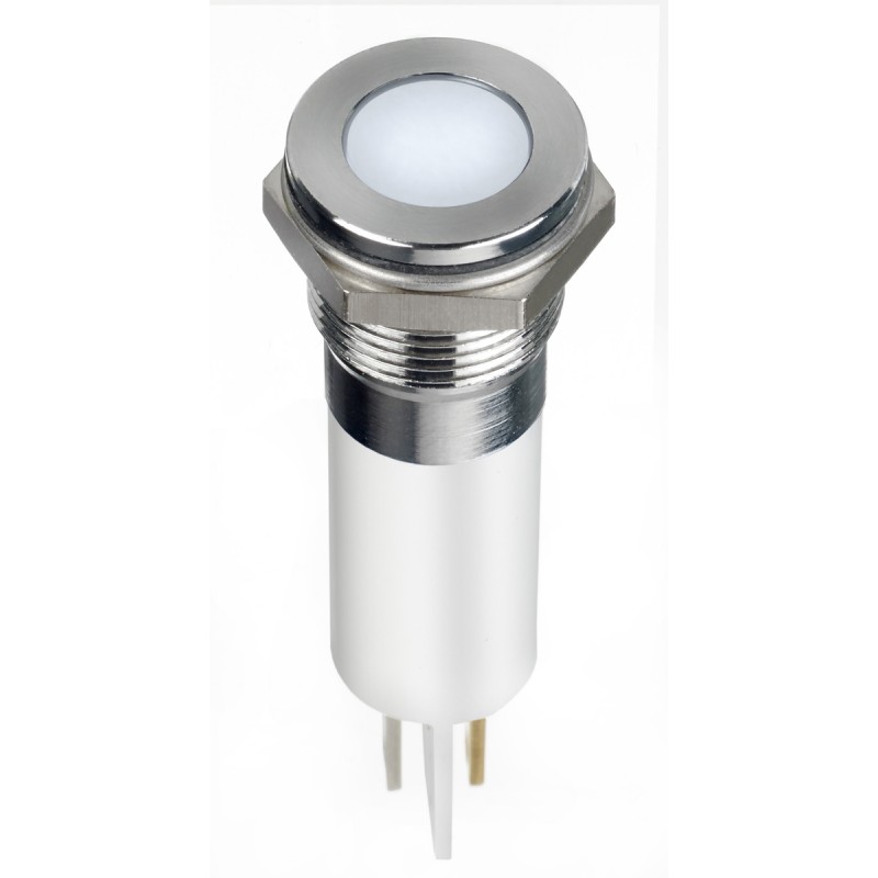 1 pcs - RS PRO White Panel Mount Indicator, 220V ac, 12mm Mounting Hole Size, Faston, Solder Lug Termination, IP67