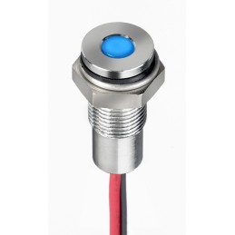 1 pcs - RS PRO Blue Panel Mount Indicator, 10.8 - 13.2V dc, 6mm Mounting Hole Size, Lead Wires Termination, IP67