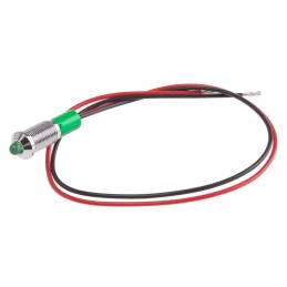 1 pcs - RS PRO Green Panel Mount Indicator, 12V dc, 6mm Mounting Hole Size, Lead Wires Termination, IP67