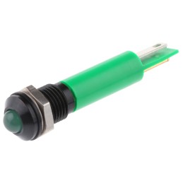 1 pcs - RS PRO Green Panel Mount Indicator, 24V dc, 8mm Mounting Hole Size, Faston, Solder Lug Termination, IP67