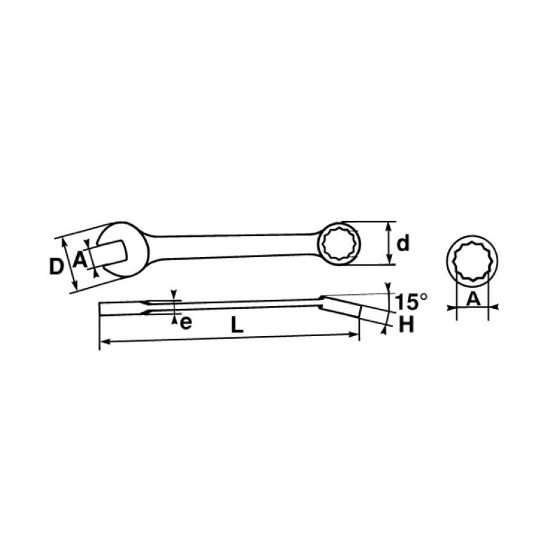 1 pcs - SAM Combination Spanner, 8mm, Metric, Height Safe, Double Ended, 135 mm Overall
