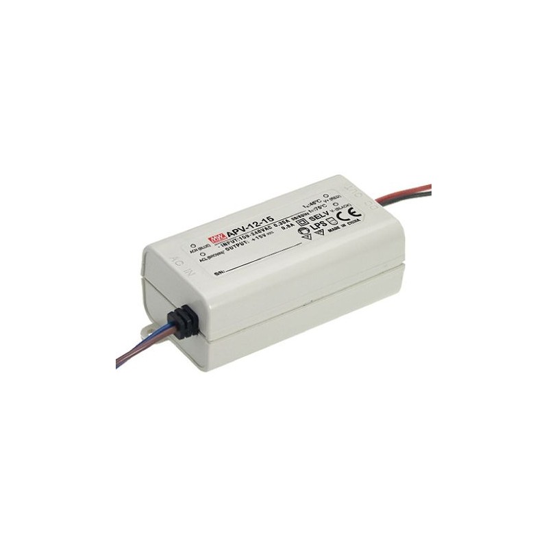 1 pcs - MEAN WELL LED Driver, 15V Output, 12W Output, 800mA Output, Constant Voltage
